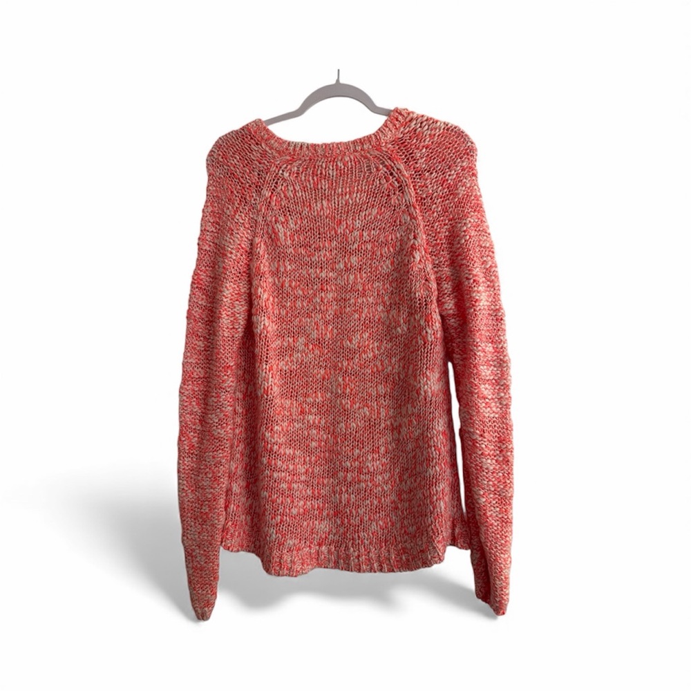 Aeropostale XL Pink Coral White Marled V-Neck Knit Sweater - Picture 3 of 4